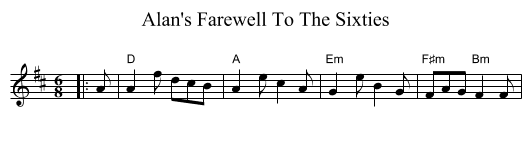 Alan's Farewell To The Sixties - staff notation