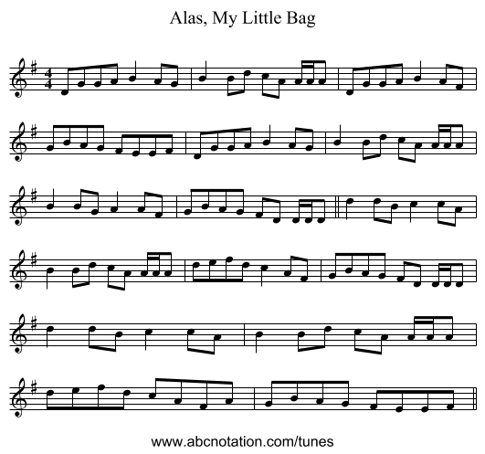 Alas, My Little Bag - staff notation