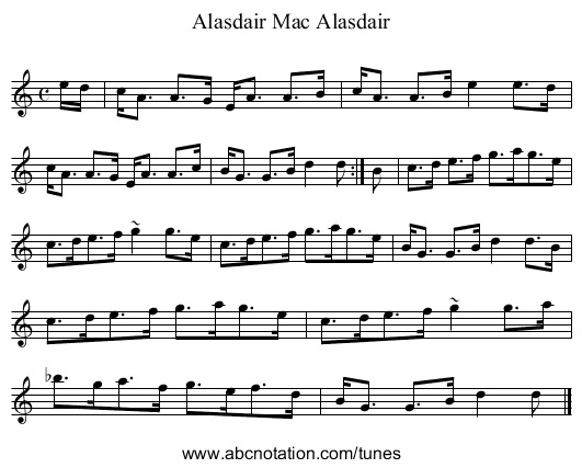 Alasdair Mac Alasdair - staff notation