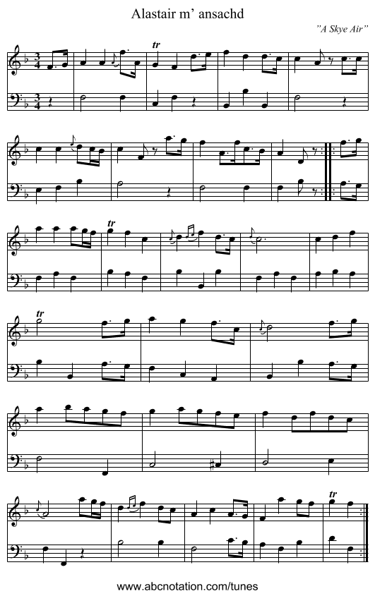 Alastair m’ ansachd - staff notation