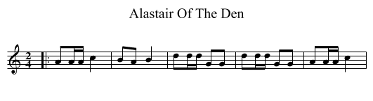 Alastair Of The Den - staff notation