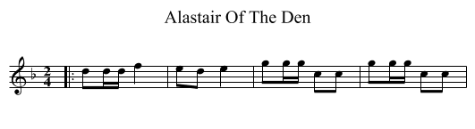 Alastair Of The Den - staff notation