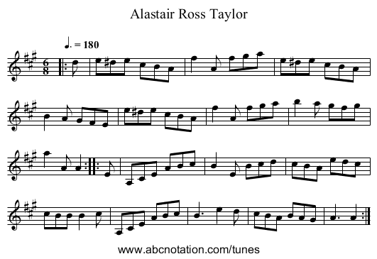 Alastair Ross Taylor - staff notation