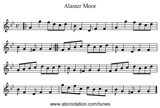 Alaster Moor - staff notation