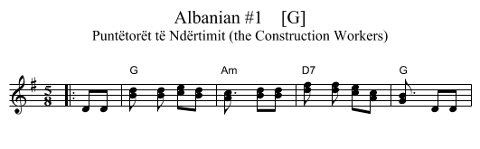 Albanian #1    [G] - staff notation