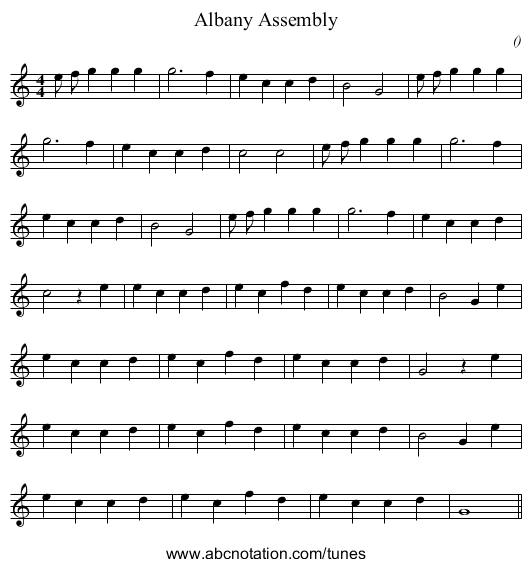 Albany Assembly - staff notation