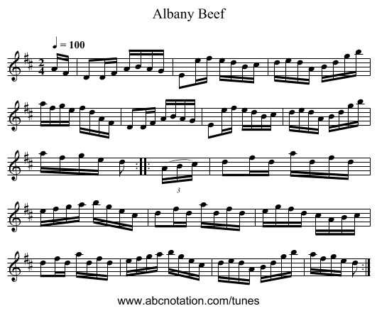 Albany Beef - staff notation