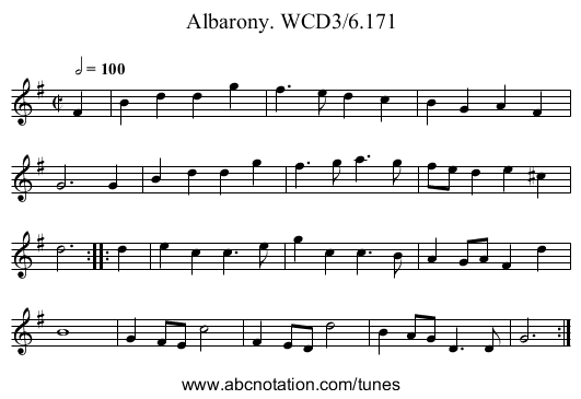 Albarony. WCD3/6.171 - staff notation