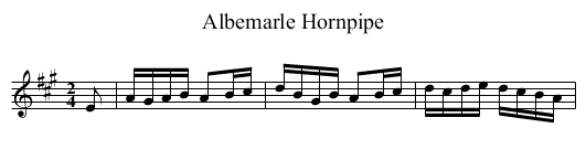 Albemarle Hornpipe - staff notation