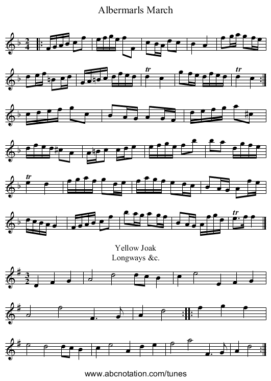 Albermarls March - staff notation