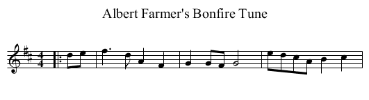 Albert Farmer's Bonfire Tune - staff notation