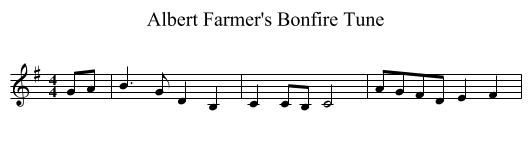 Albert Farmer's Bonfire Tune - staff notation