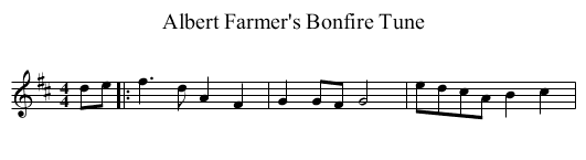 Albert Farmer's Bonfire Tune - staff notation