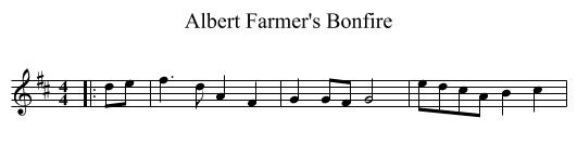 Albert Farmer's Bonfire - staff notation