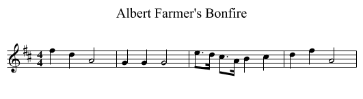 Albert Farmer's Bonfire - staff notation