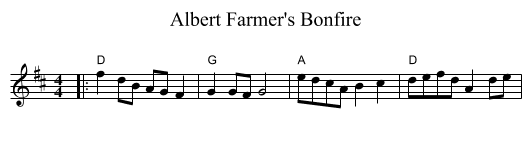 Albert Farmer's Bonfire - staff notation