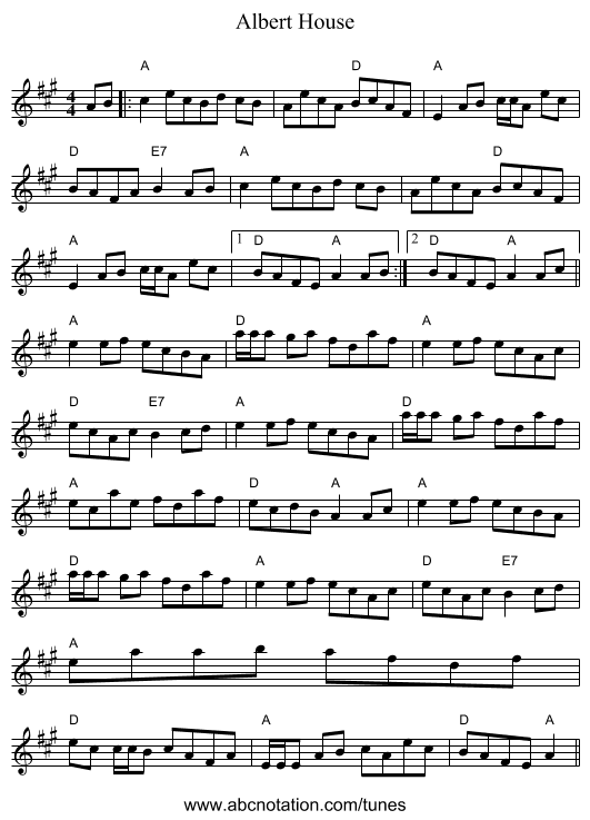 Albert House - staff notation