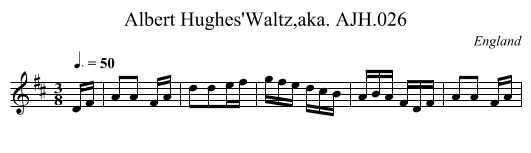 Albert Hughes'Waltz,aka. AJH.026 - staff notation