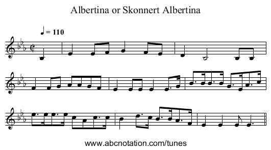 Albertina or Skonnert Albertina - staff notation