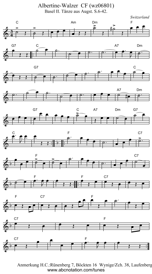 Albertine-Walzer  CF (wz06801) - staff notation