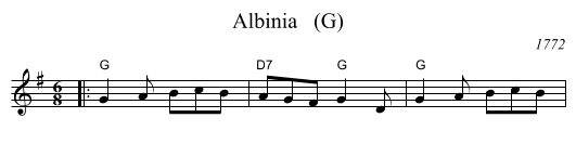 Albinia   (G) - staff notation