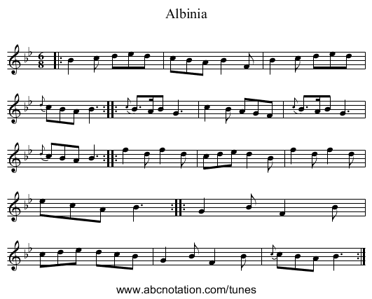 Albinia - staff notation