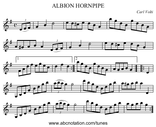 ALBION HORNPIPE - staff notation