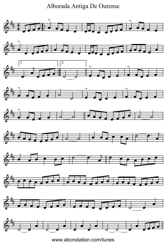 Alborada Antiga De Ourense - staff notation