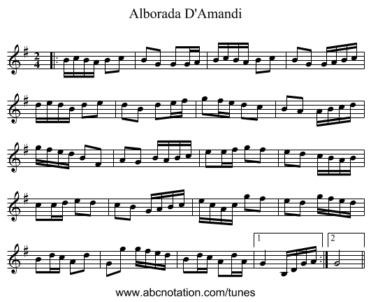 Alborada D'Amandi - staff notation