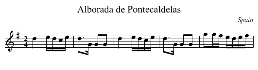 Alborada de Pontecaldelas - staff notation