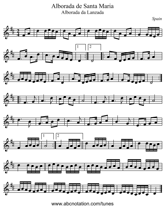 Alborada de Santa Maria - staff notation