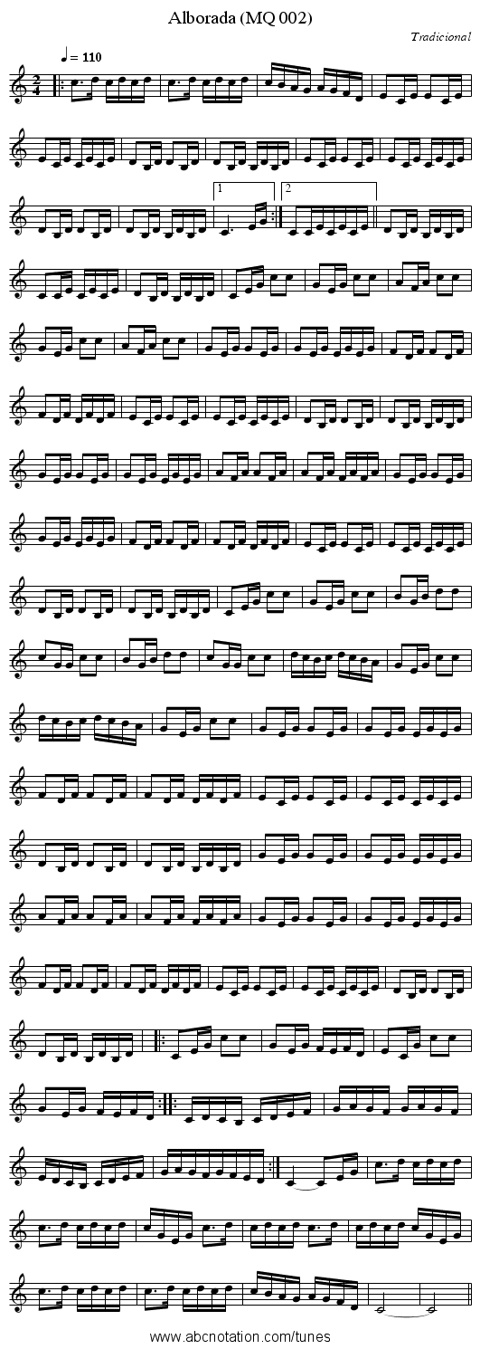 Alborada (MQ 002) - staff notation