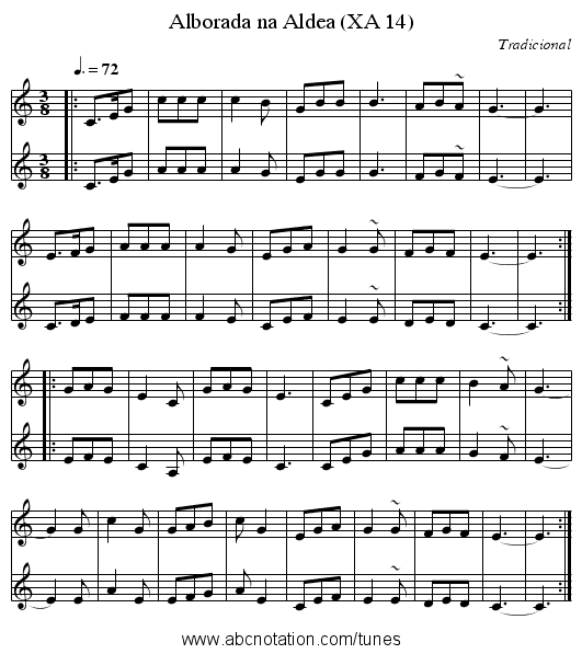 Alborada na Aldea (XA 14) - staff notation