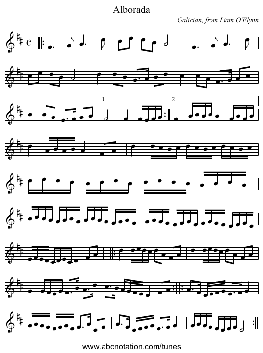 Alborada - staff notation