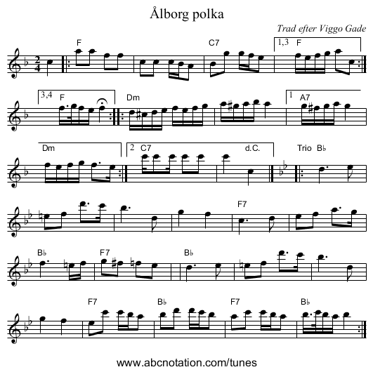 Ålborg polka - staff notation