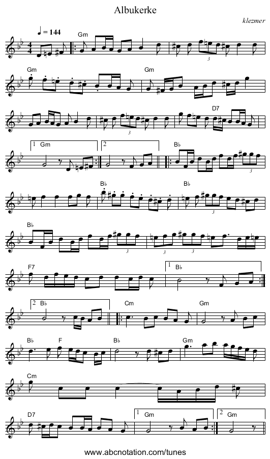 Albukerke - staff notation