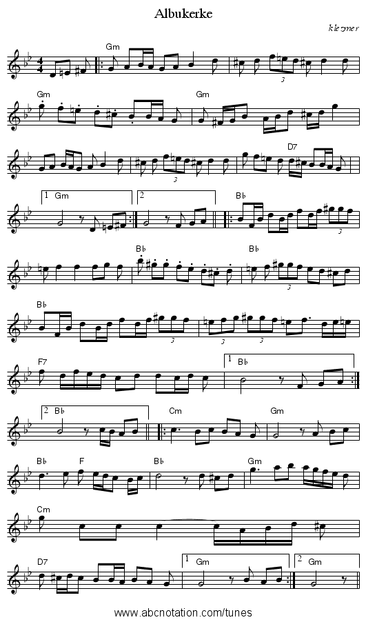 Albukerke - staff notation