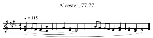Alcester, 77.77 - staff notation