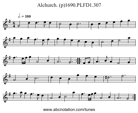 Alchurch. (p)1690.PLFD1.307 - staff notation
