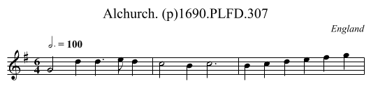 Alchurch. (p)1690.PLFD.307 - staff notation