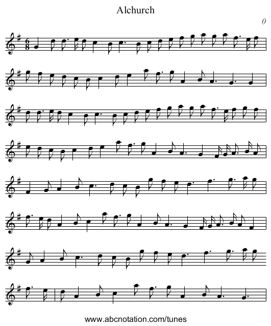 Alchurch - staff notation