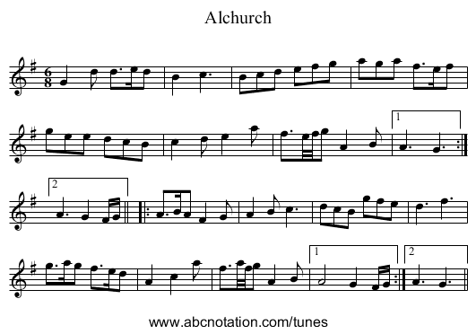 Alchurch - staff notation