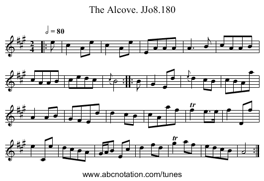 Alcove. JJo8.180, The - staff notation