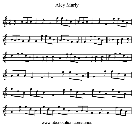 Alcy Marly - staff notation