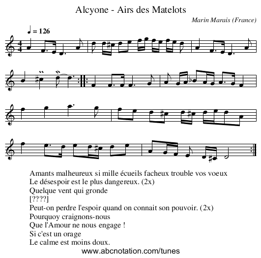 Alcyone - Airs des Matelots - staff notation