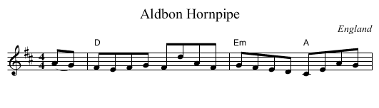 Aldbon Hornpipe - staff notation