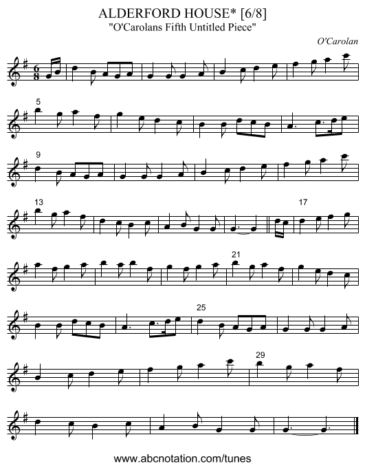 ALDERFORD HOUSE* [6/8] - staff notation
