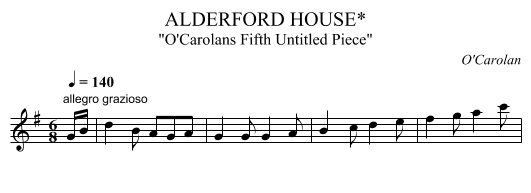 ALDERFORD HOUSE* - staff notation