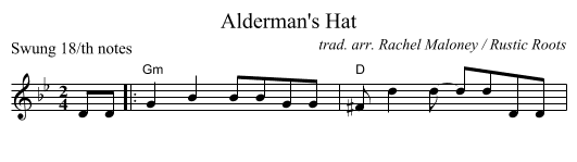 Alderman's Hat - staff notation