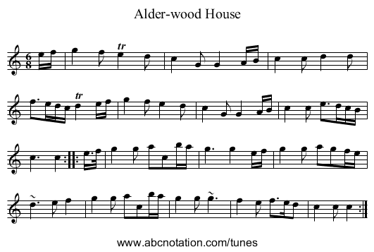 Alder-wood House - staff notation